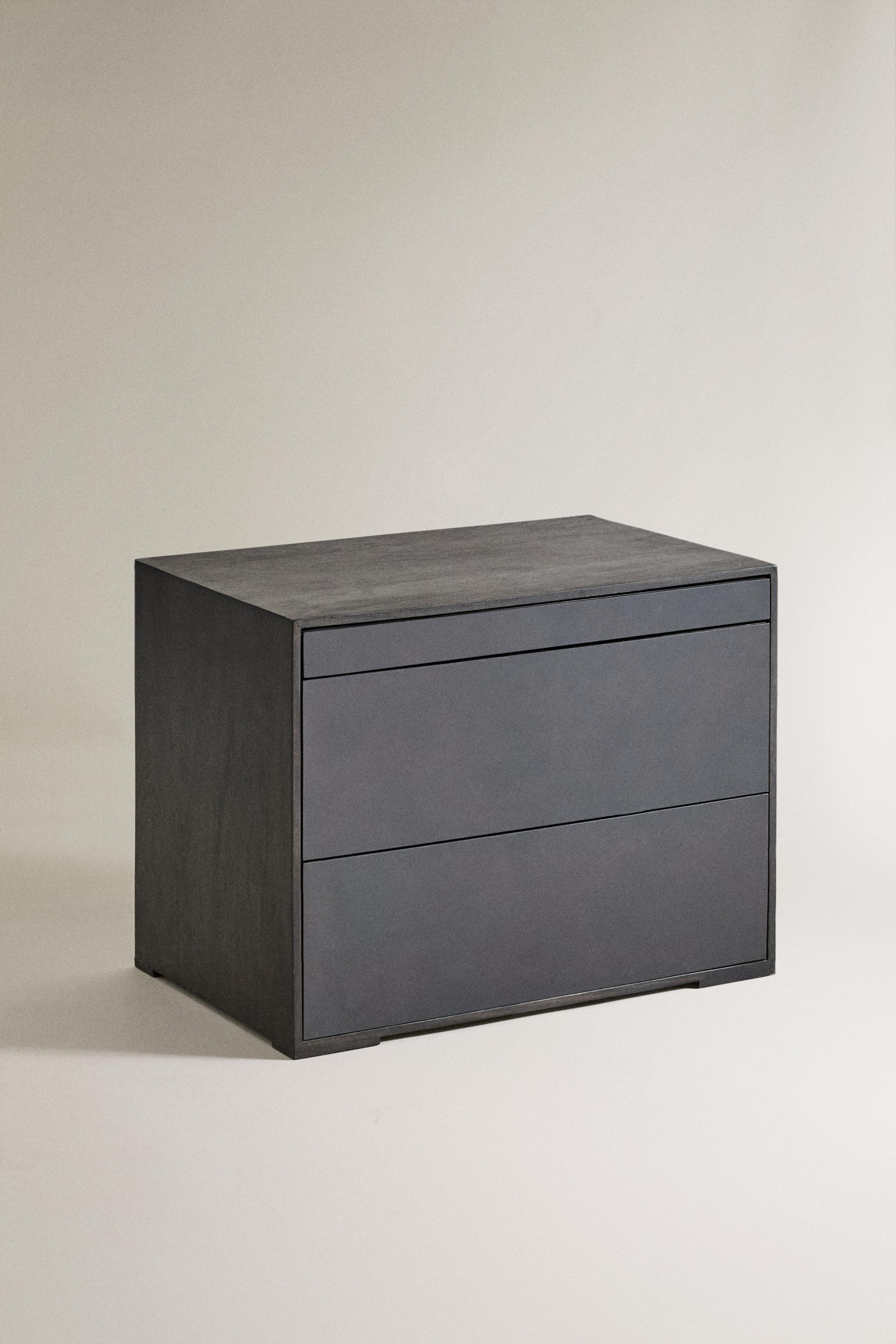 WOOD AND METAL BEDSIDE TABLE